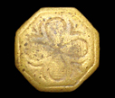 Thumbnail of a brass octoganal shaped cufflink with a clover design from 18FR575 site  - click on image to see a larger view and info about this site.